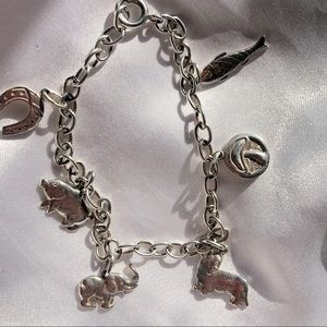 Vintage Silver Lucky Charm Bracelet 🐩🐘🐟🍄🐖